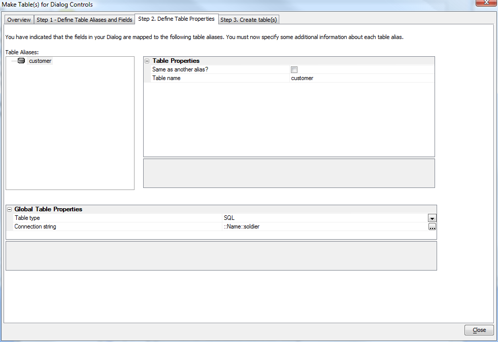 Define Table Properties